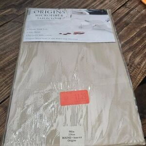 NEW Tan 90" Round Tablecloth